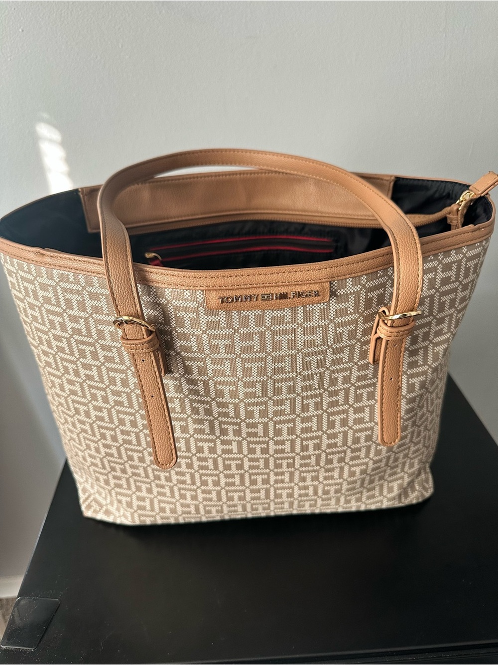 Tommy Hilfiger Beige & Tan Monogram Tote
